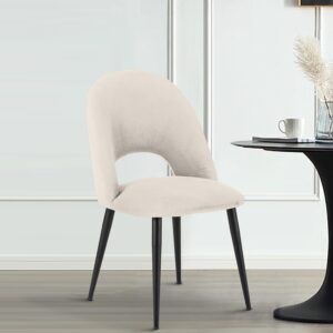 DEVA DINING CHAIR BLACK WITH OFF WHITE FABRIC FINISH