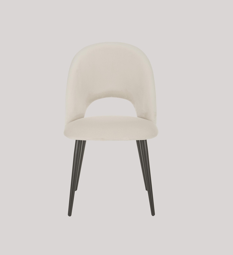 DEVA DINING CHAIR BLACK WITH OFF WHITE FABRIC FINISH - Image 6