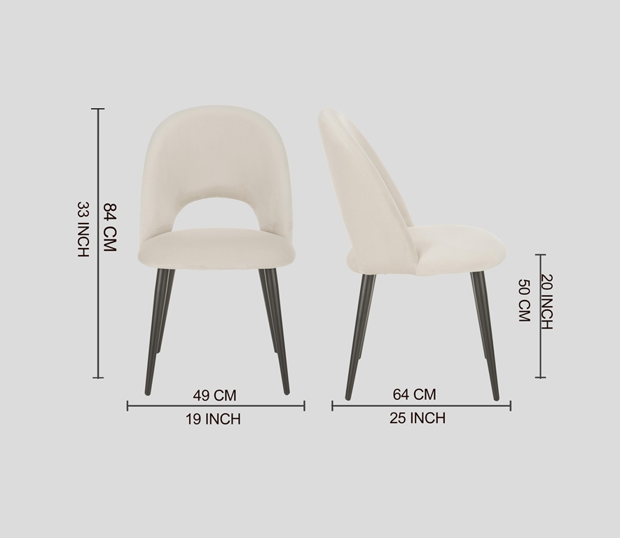 DEVA DINING CHAIR BLACK WITH OFF WHITE FABRIC FINISH - Image 8