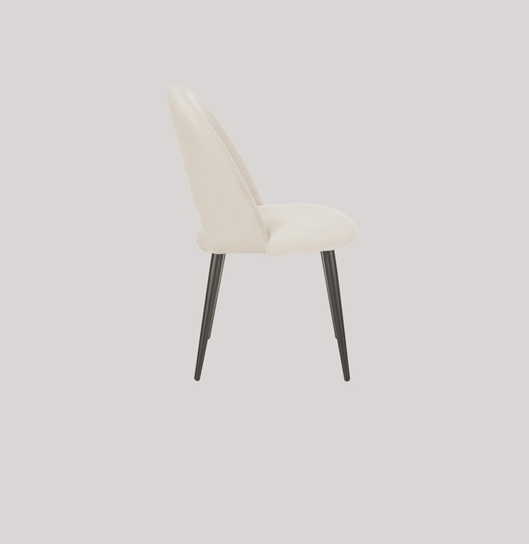 DEVA DINING CHAIR BLACK WITH OFF WHITE FABRIC FINISH - Image 5