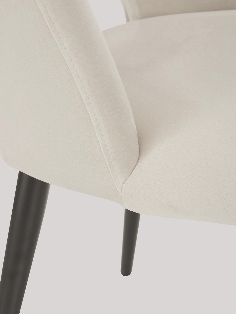DEVA DINING CHAIR BLACK WITH OFF WHITE FABRIC FINISH - Image 3