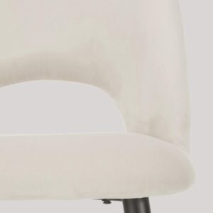 DEVA DINING CHAIR BLACK WITH OFF WHITE FABRIC FINISH