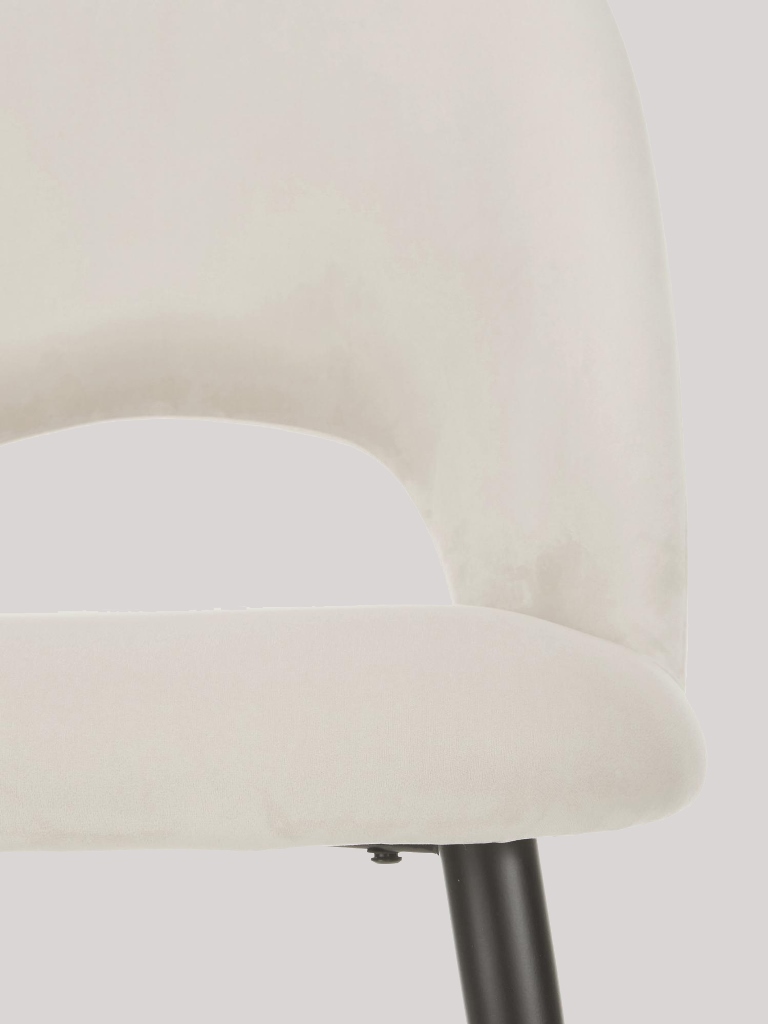 DEVA DINING CHAIR BLACK WITH OFF WHITE FABRIC FINISH - Image 2