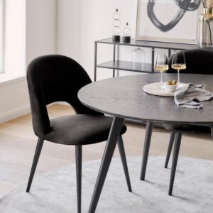 DEVA DINING CHAIR FULL BLACK FABRIC FINISH