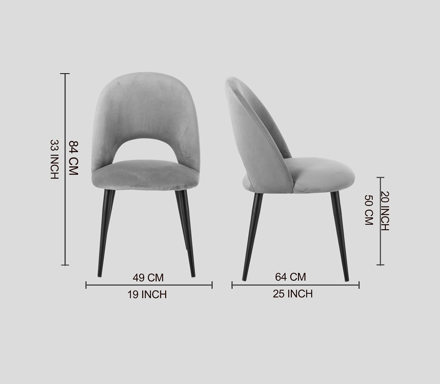DEVA DINING CHAIR BLACK WITH LIGHT GREY FABRIC FINISH - Image 9