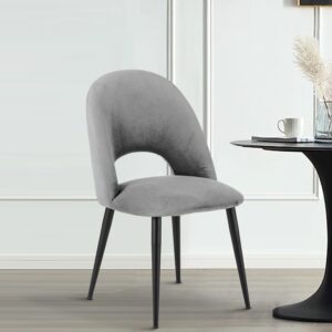 DEVA DINING CHAIR BLACK WITH LIGHT GREY FABRIC FINISH