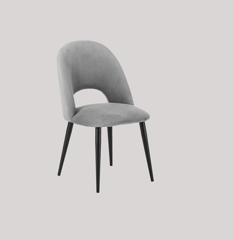 DEVA DINING CHAIR BLACK WITH LIGHT GREY FABRIC FINISH - Image 8