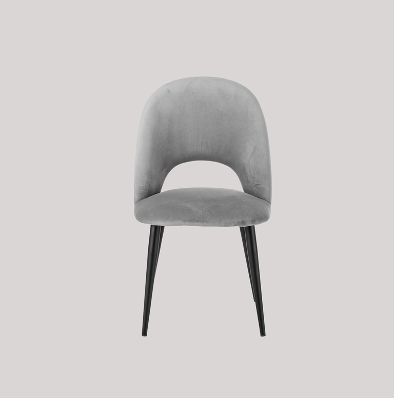 DEVA DINING CHAIR BLACK WITH LIGHT GREY FABRIC FINISH - Image 7