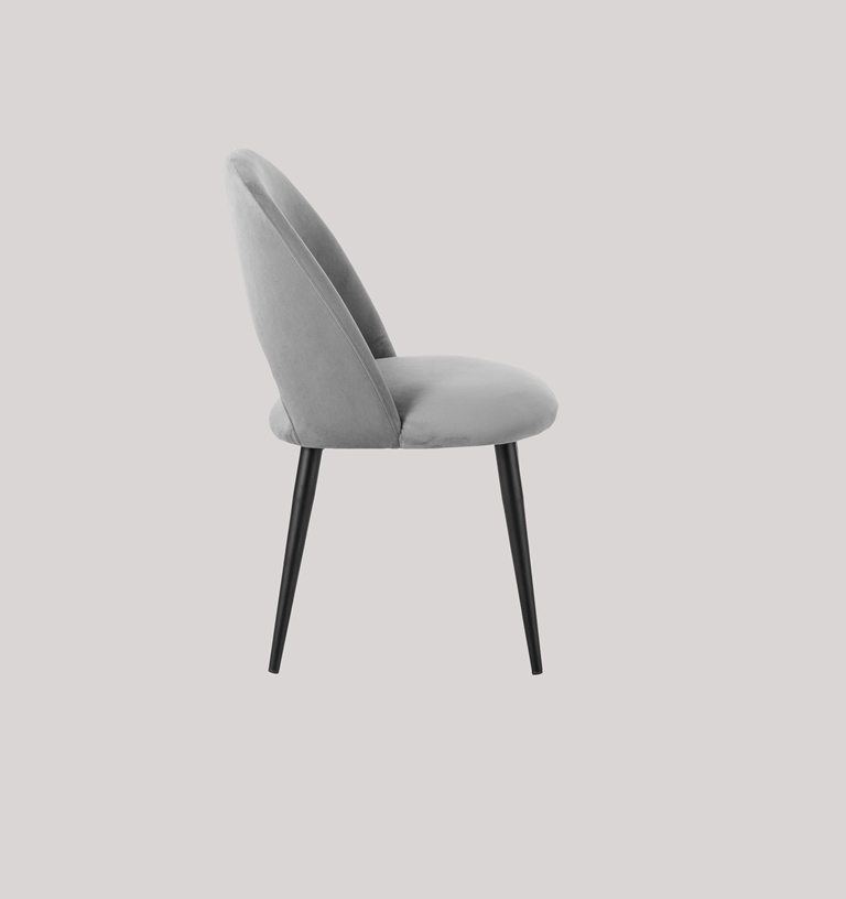 DEVA DINING CHAIR BLACK WITH LIGHT GREY FABRIC FINISH - Image 5