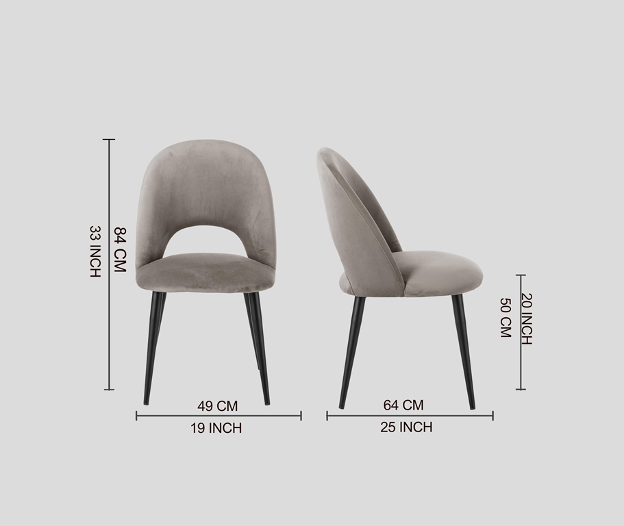 DEVA DINING CHAIR BLACK WITH DARK GREY FABRIC FINISH - Image 8