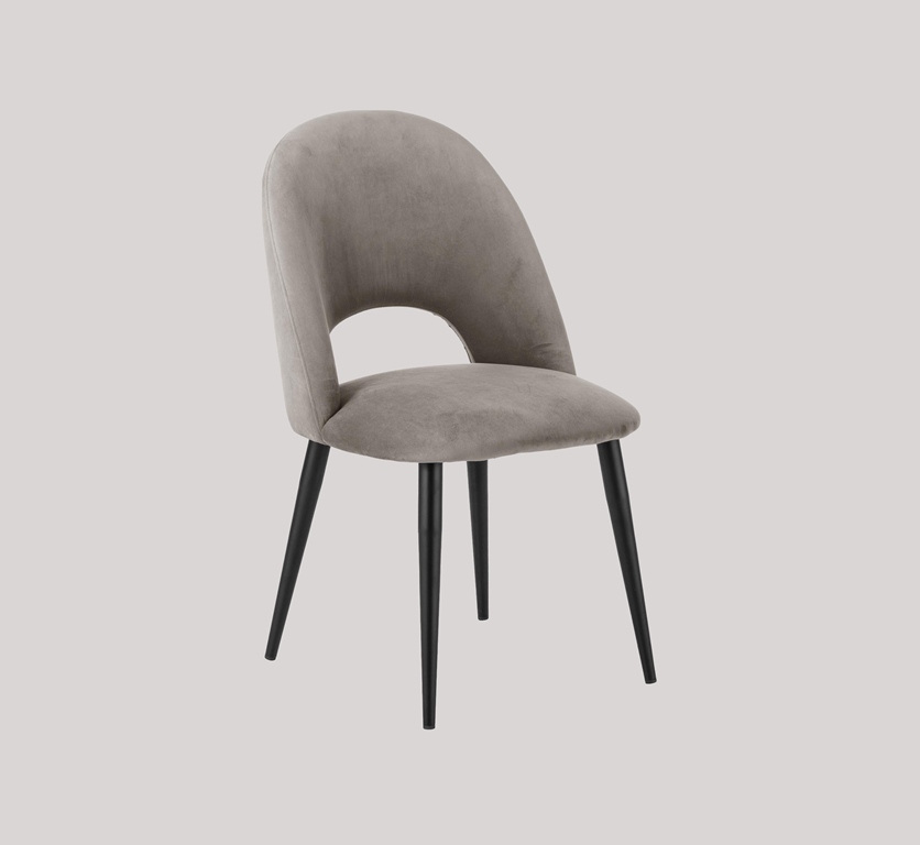DEVA DINING CHAIR BLACK WITH DARK GREY FABRIC FINISH - Image 7