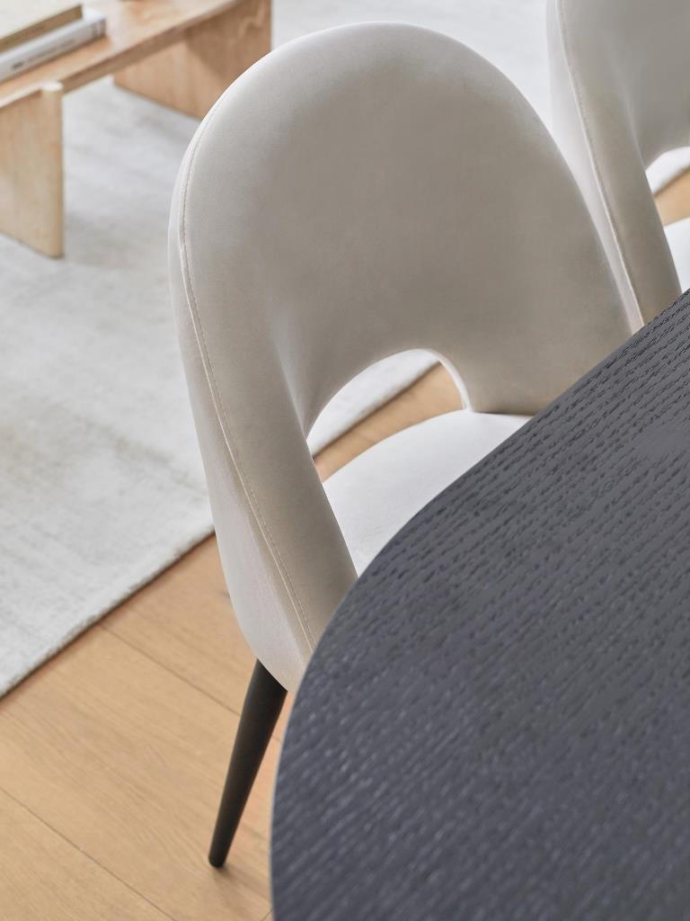 DEVA DINING CHAIR BLACK WITH DARK GREY FABRIC FINISH - Image 6