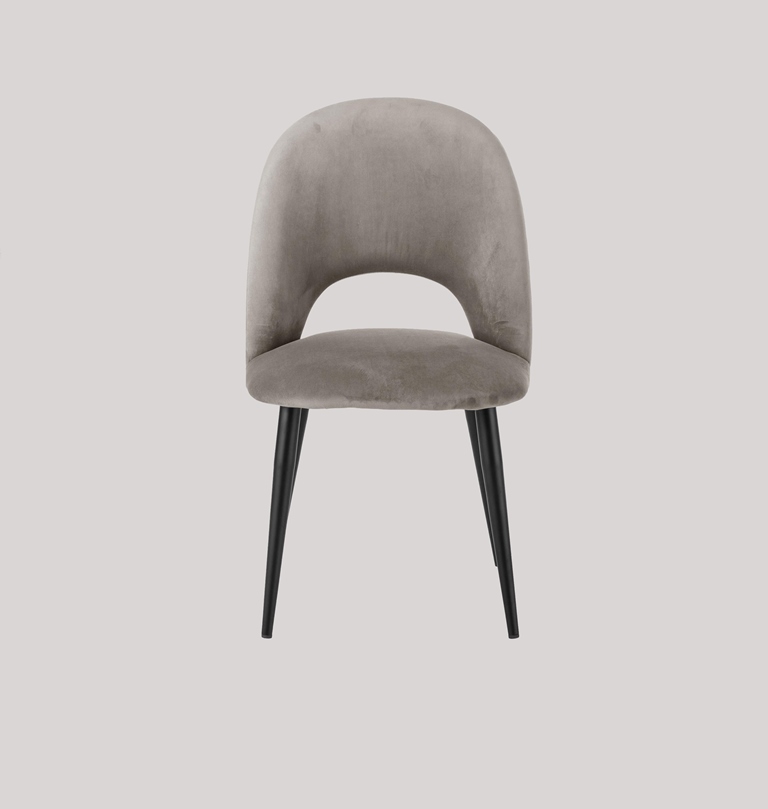 DEVA DINING CHAIR BLACK WITH DARK GREY FABRIC FINISH - Image 5