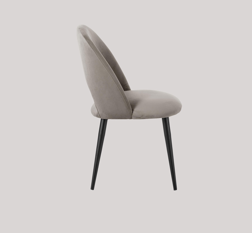 DEVA DINING CHAIR BLACK WITH DARK GREY FABRIC FINISH - Image 4