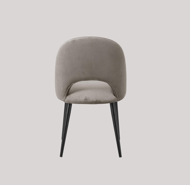 DEVA DINING CHAIR BLACK WITH DARK GREY FABRIC FINISH - Image 3