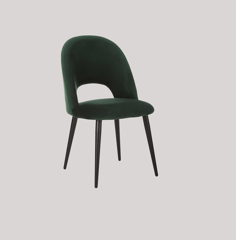 DEVA DINING CHAIR BLACK WITH DARK GREEN FABRIC FINISH - Image 7
