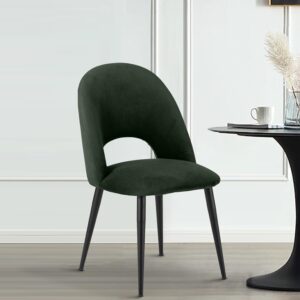 DEVA DINING CHAIR BLACK WITH DARK GREEN FABRIC FINISH