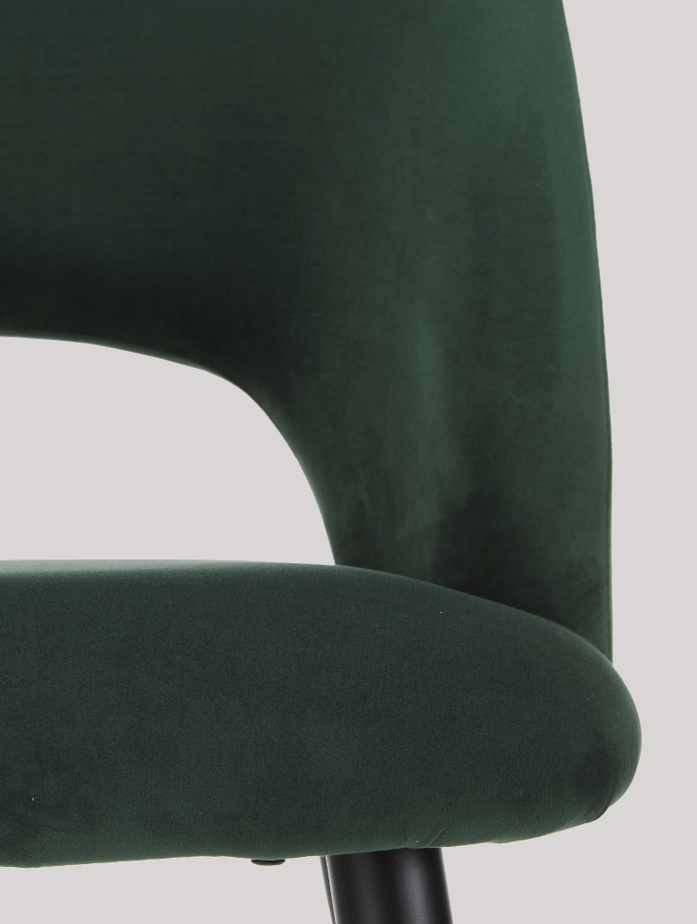 DEVA DINING CHAIR BLACK WITH DARK GREEN FABRIC FINISH - Image 5
