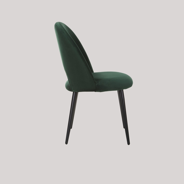 DEVA DINING CHAIR BLACK WITH DARK GREEN FABRIC FINISH - Image 4