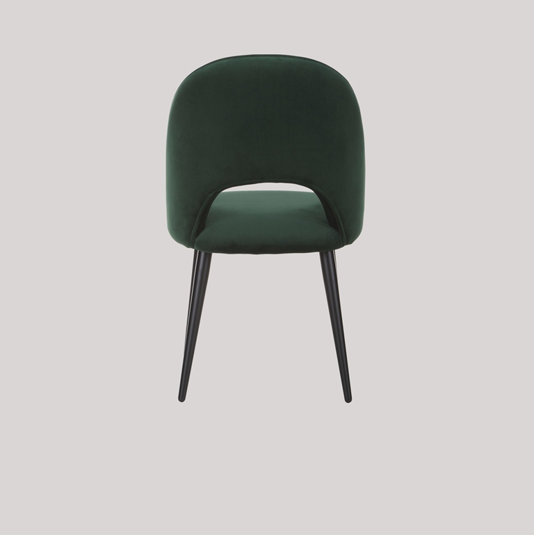 DEVA DINING CHAIR BLACK WITH DARK GREEN FABRIC FINISH - Image 3