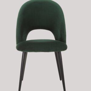 DEVA DINING CHAIR BLACK WITH DARK GREEN FABRIC FINISH