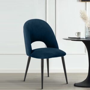 DEVA DINING CHAIR BLACK WITH NAVY BLUE FABRIC FINISH