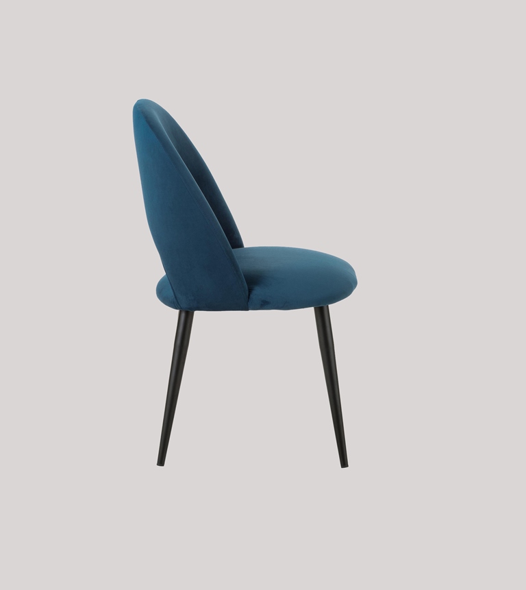 DEVA DINING CHAIR BLACK WITH NAVY BLUE FABRIC FINISH - Image 6