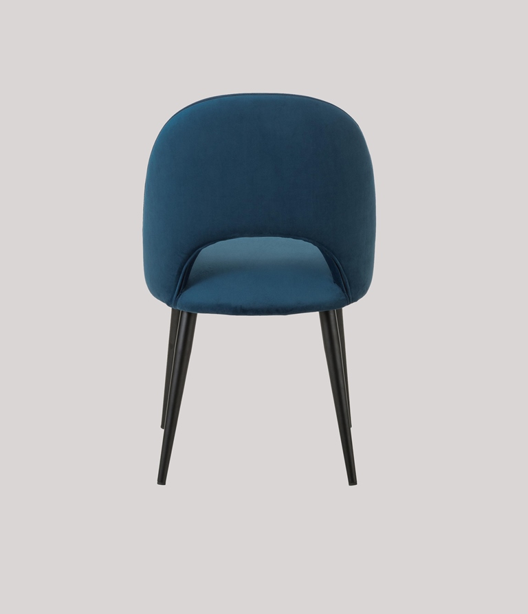 DEVA DINING CHAIR BLACK WITH NAVY BLUE FABRIC FINISH - Image 5