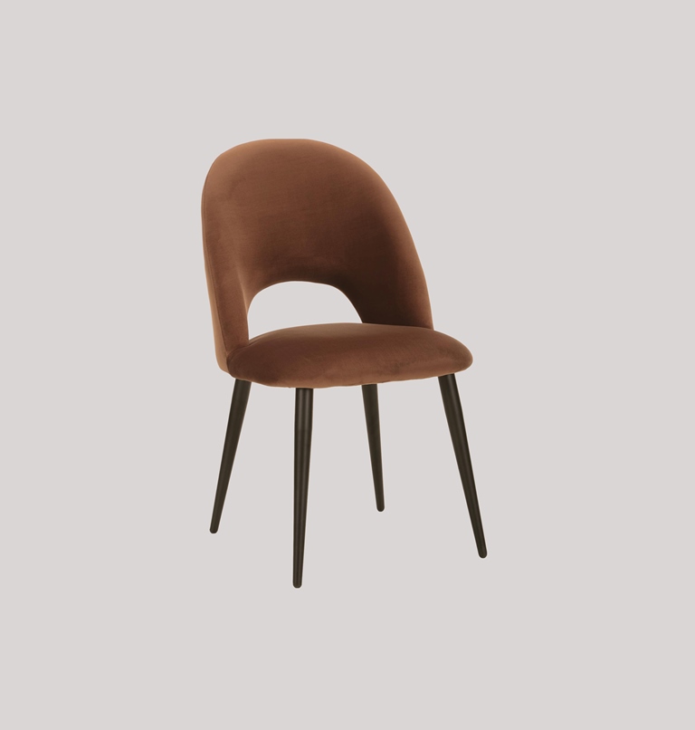 DEVA DINING CHAIR BLACK WITH BROWN FABRIC FINISH - Image 8