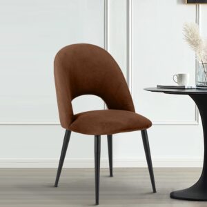 DEVA DINING CHAIR BLACK WITH BROWN FABRIC FINISH