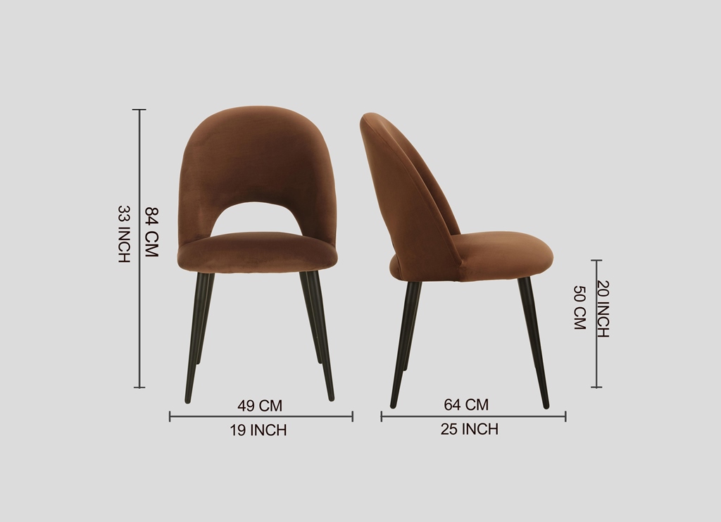 DEVA DINING CHAIR BLACK WITH BROWN FABRIC FINISH - Image 9
