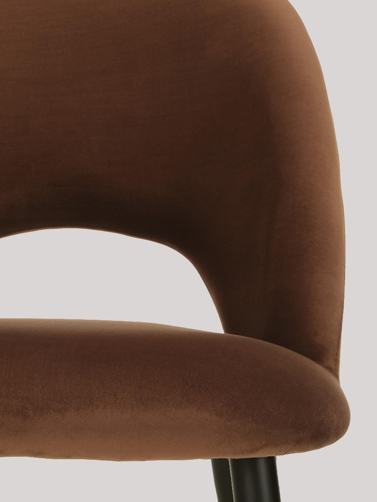 DEVA DINING CHAIR BLACK WITH BROWN FABRIC FINISH - Image 6