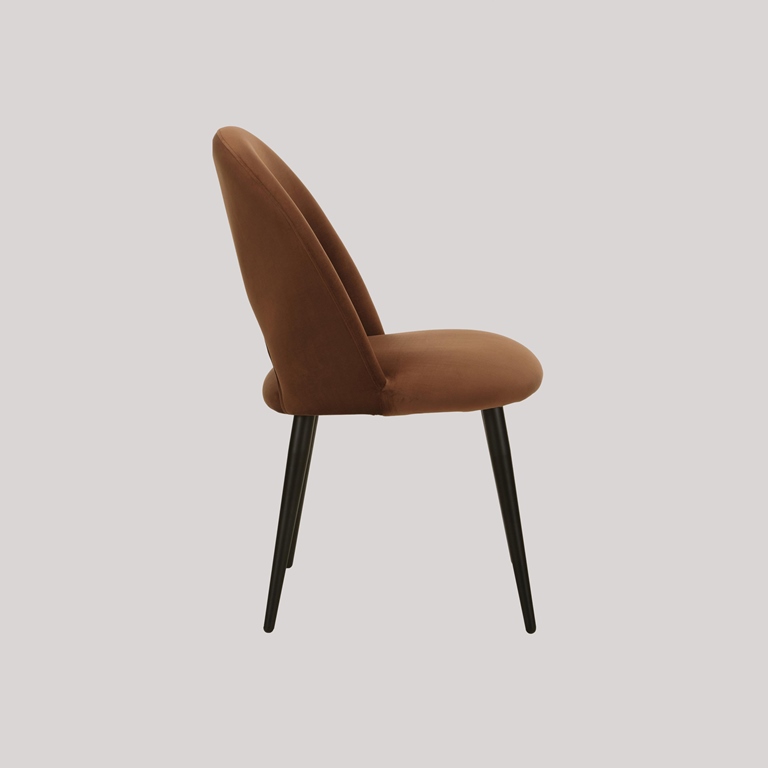 DEVA DINING CHAIR BLACK WITH BROWN FABRIC FINISH - Image 5