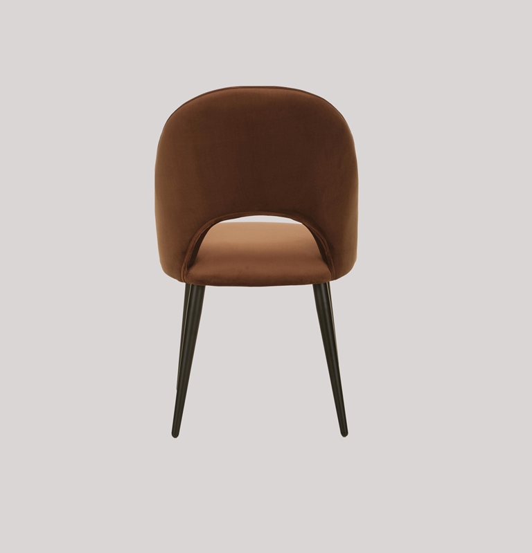 DEVA DINING CHAIR BLACK WITH BROWN FABRIC FINISH - Image 3