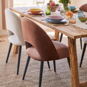DEVA DINING CHAIR BLACK WITH BROWN FABRIC FINISH