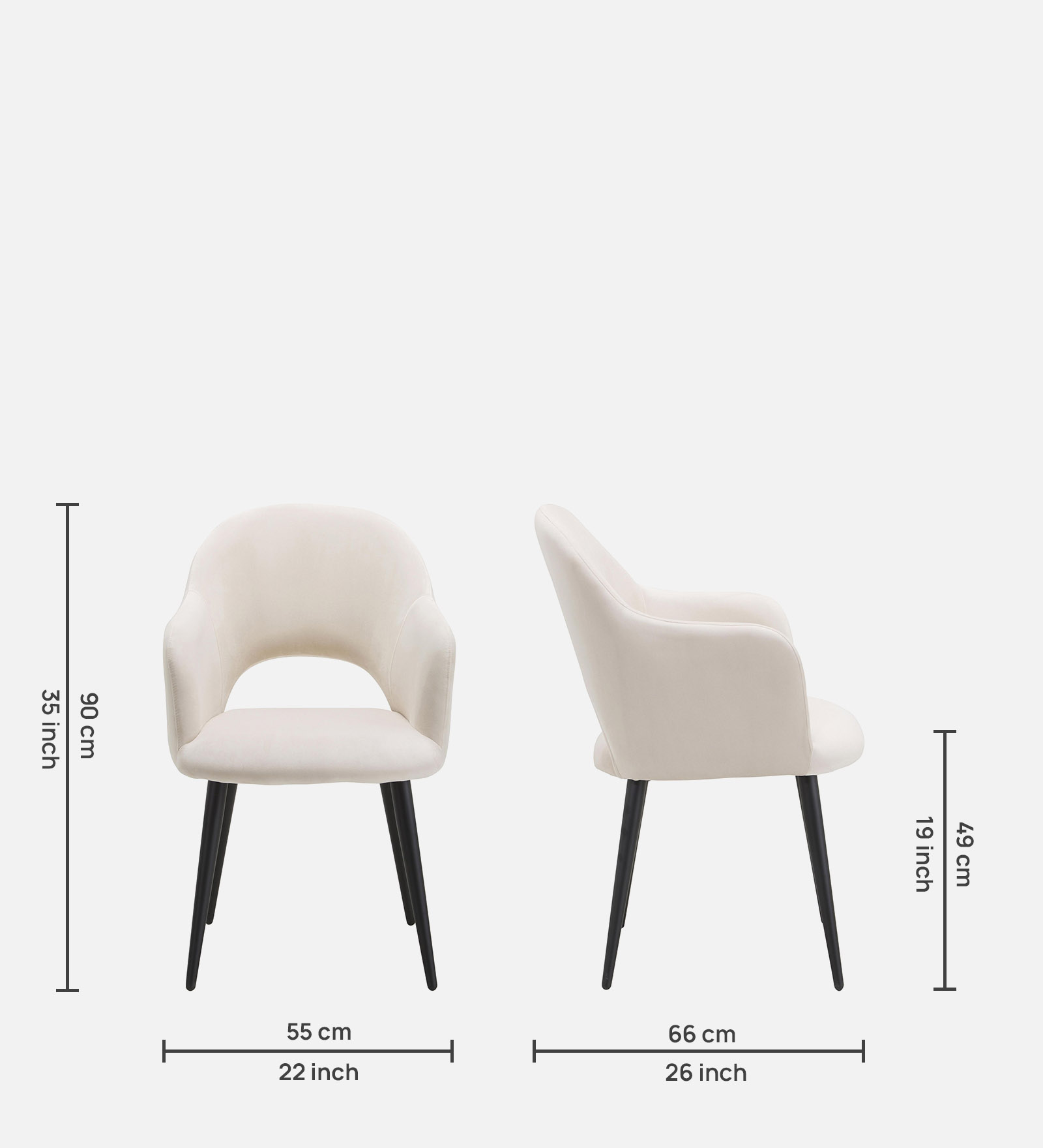Rams Arm chair with off white and black color - Image 2