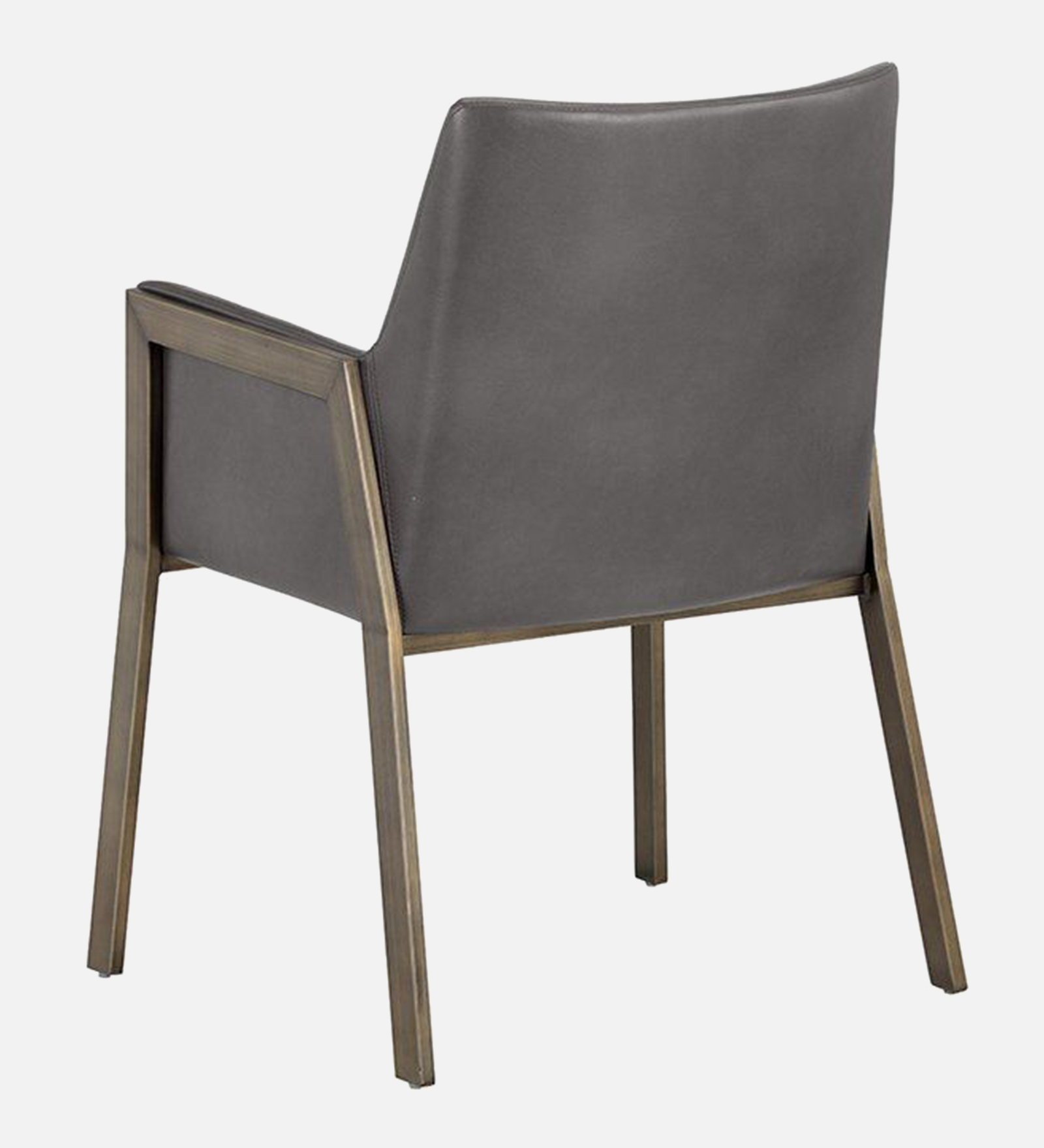 MORGAN ARM CHAIR GREY LEATHERATTE WITH BRASS ANTIQ FINISH - Image 3