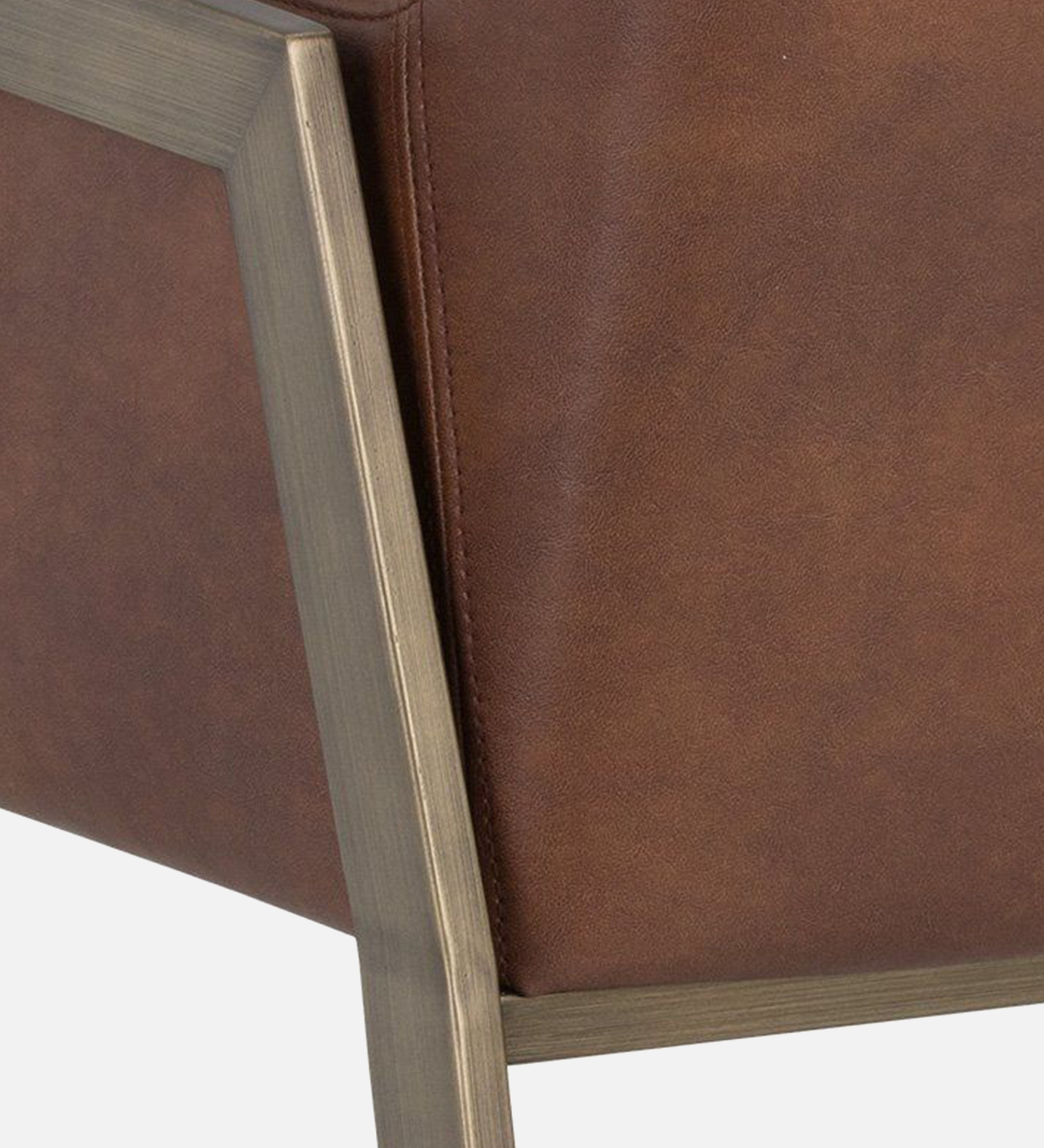 MORGAN ARM CHAIR TAN LEATHERATTE WITH BRASS ANTIQ FINISH - Image 7