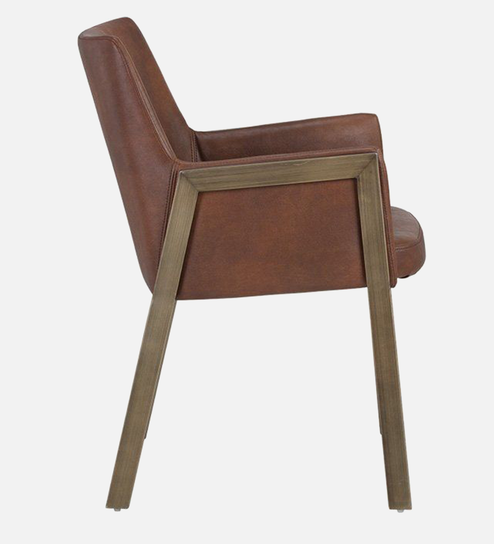 MORGAN ARM CHAIR TAN LEATHERATTE WITH BRASS ANTIQ FINISH - Image 4