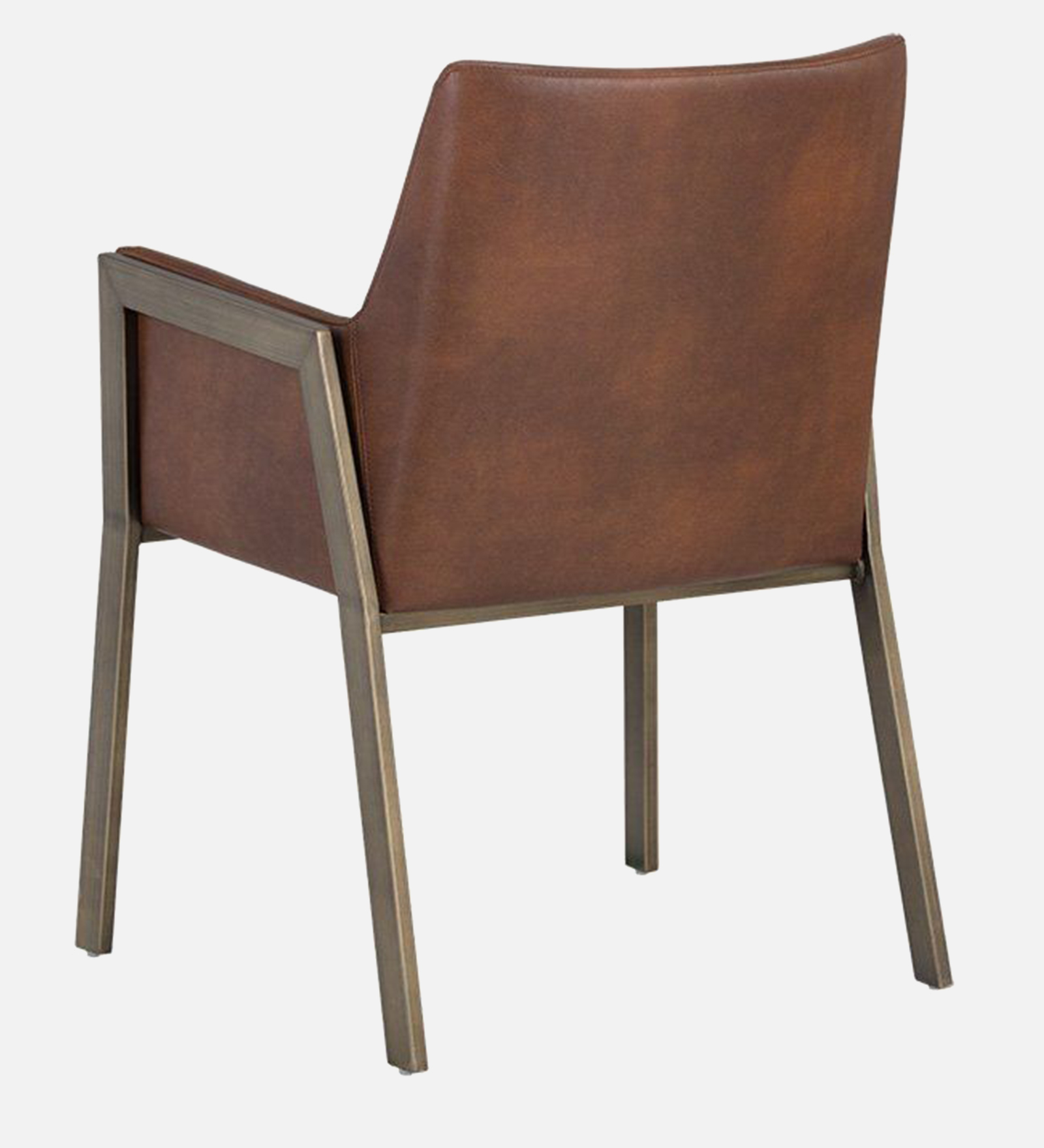 MORGAN ARM CHAIR TAN LEATHERATTE WITH BRASS ANTIQ FINISH - Image 3