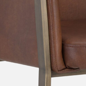 MORGAN ARM CHAIR TAN LEATHERATTE WITH BRASS ANTIQ FINISH