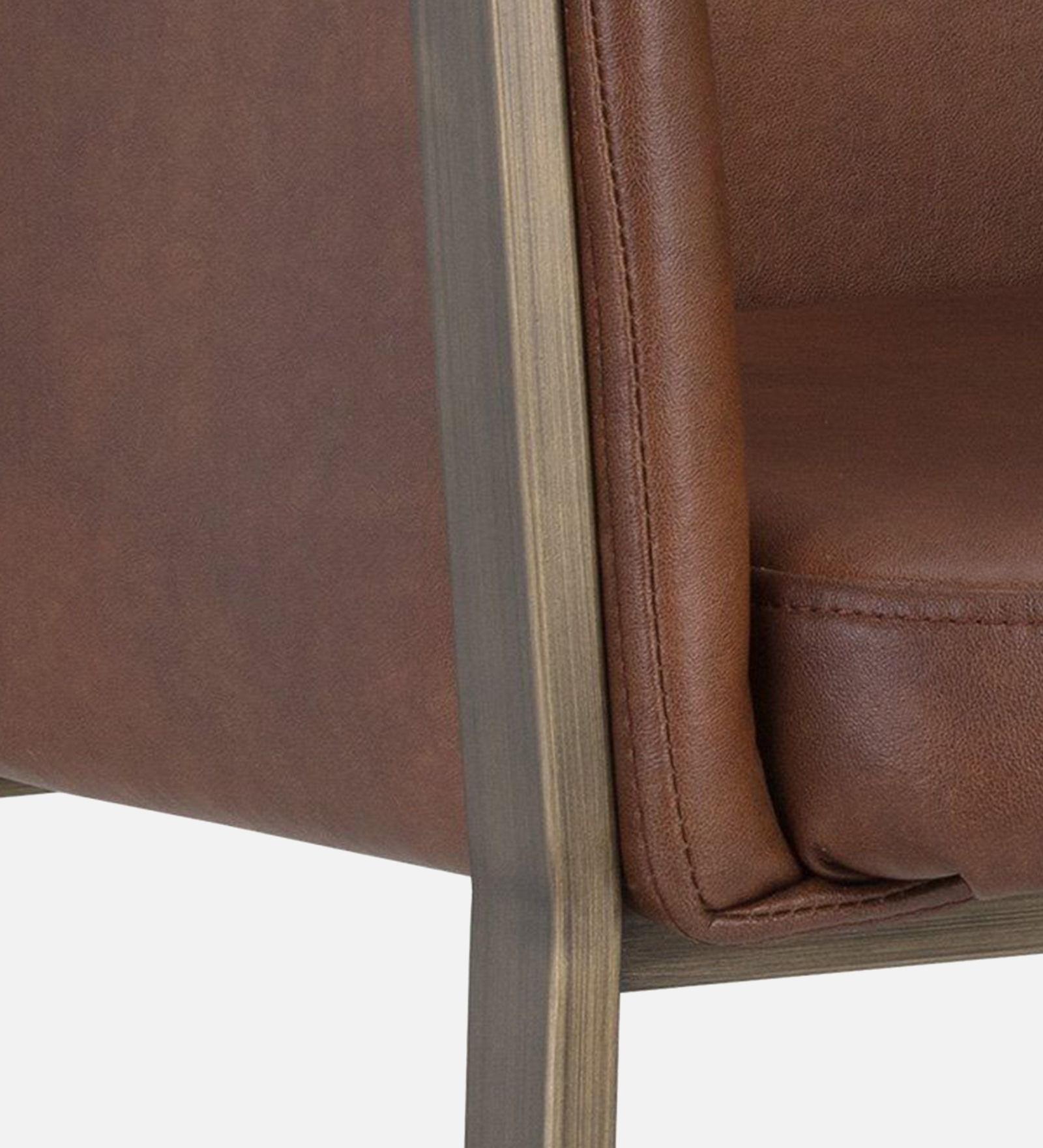 MORGAN ARM CHAIR TAN LEATHERATTE WITH BRASS ANTIQ FINISH - Image 2