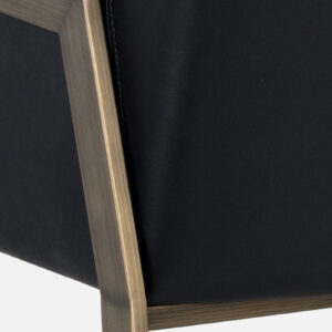 MORGAN ARM CHAIR BLACK LEATHERATTE WITH BRASS ANTIQ FINISH