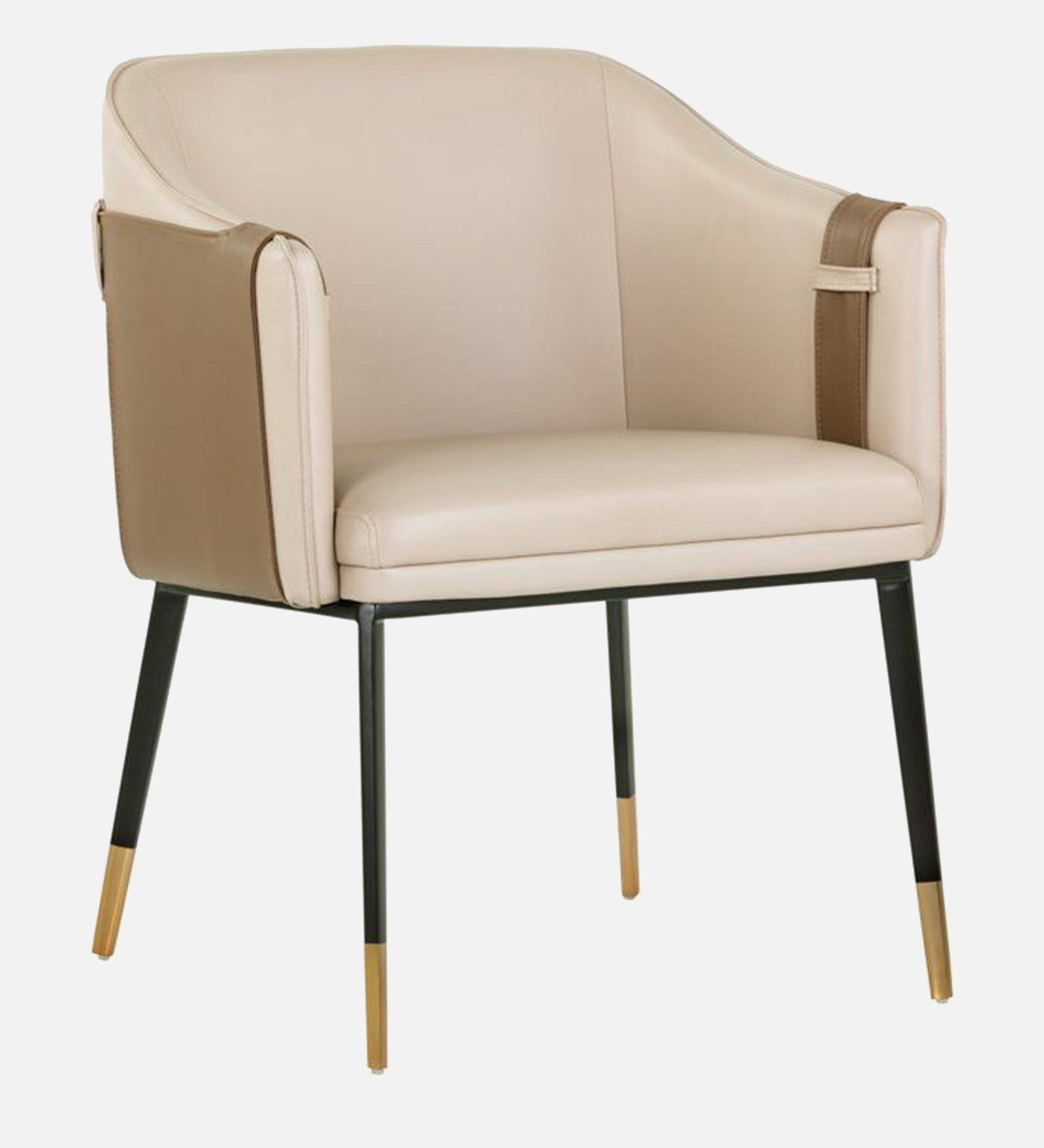 HNUU ARM CHAIR OFF WHITE LEATHERATTE WITH BLACK LEGS FINISH - Image 7