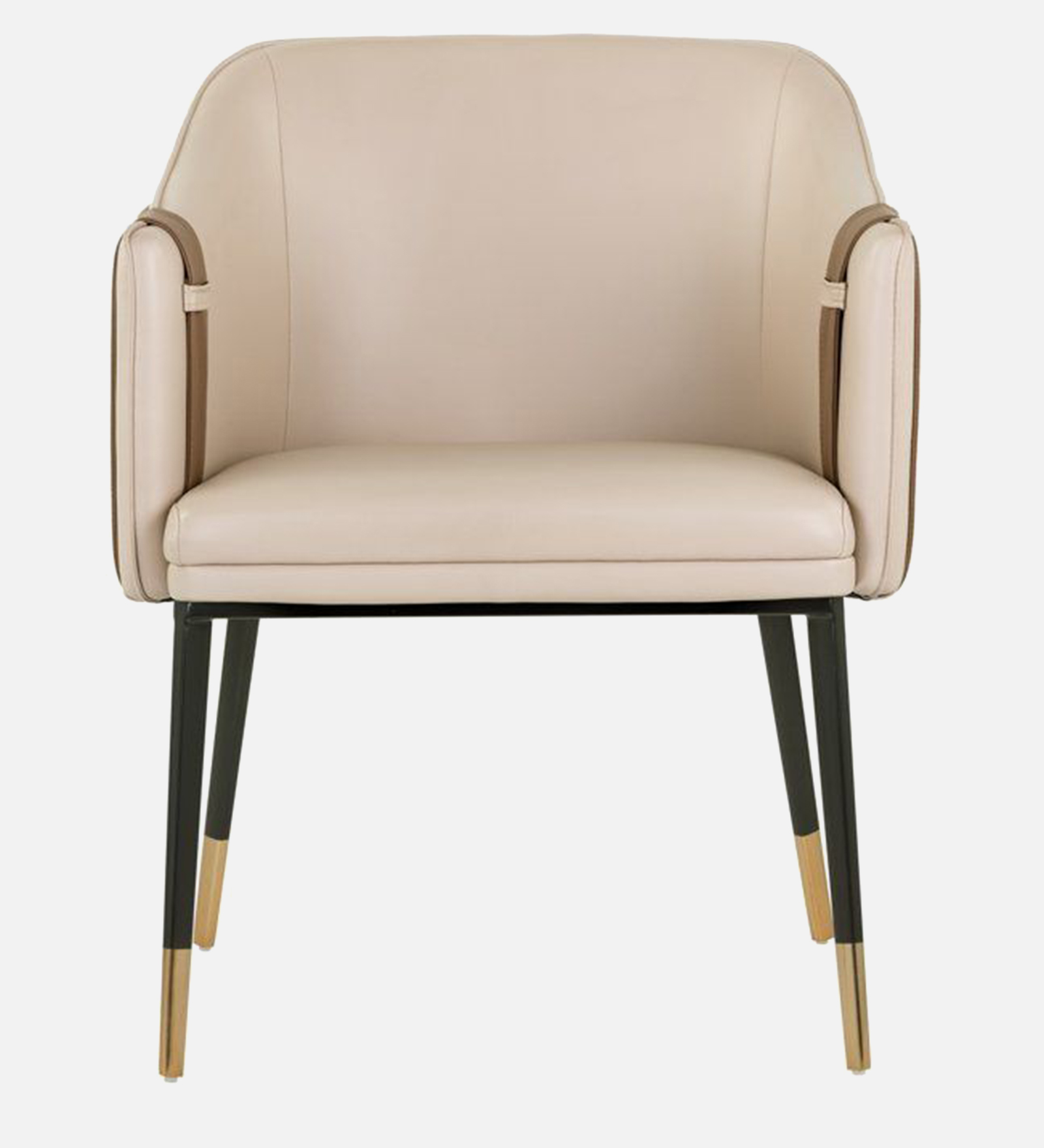 HNUU ARM CHAIR OFF WHITE LEATHERATTE WITH BLACK LEGS FINISH - Image 6