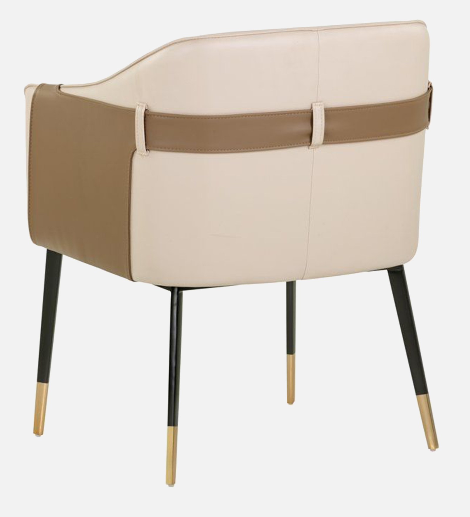 HNUU ARM CHAIR OFF WHITE LEATHERATTE WITH BLACK LEGS FINISH - Image 5