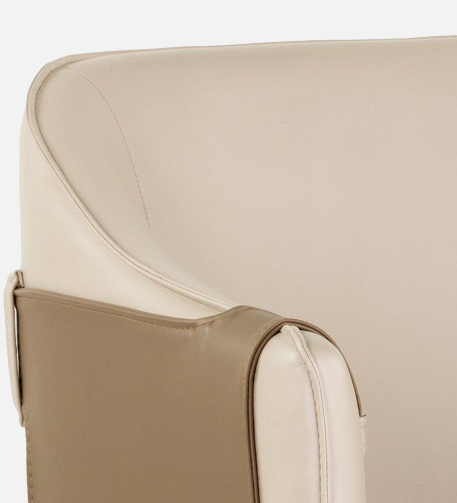 HNUU ARM CHAIR OFF WHITE LEATHERATTE WITH BLACK LEGS FINISH - Image 3