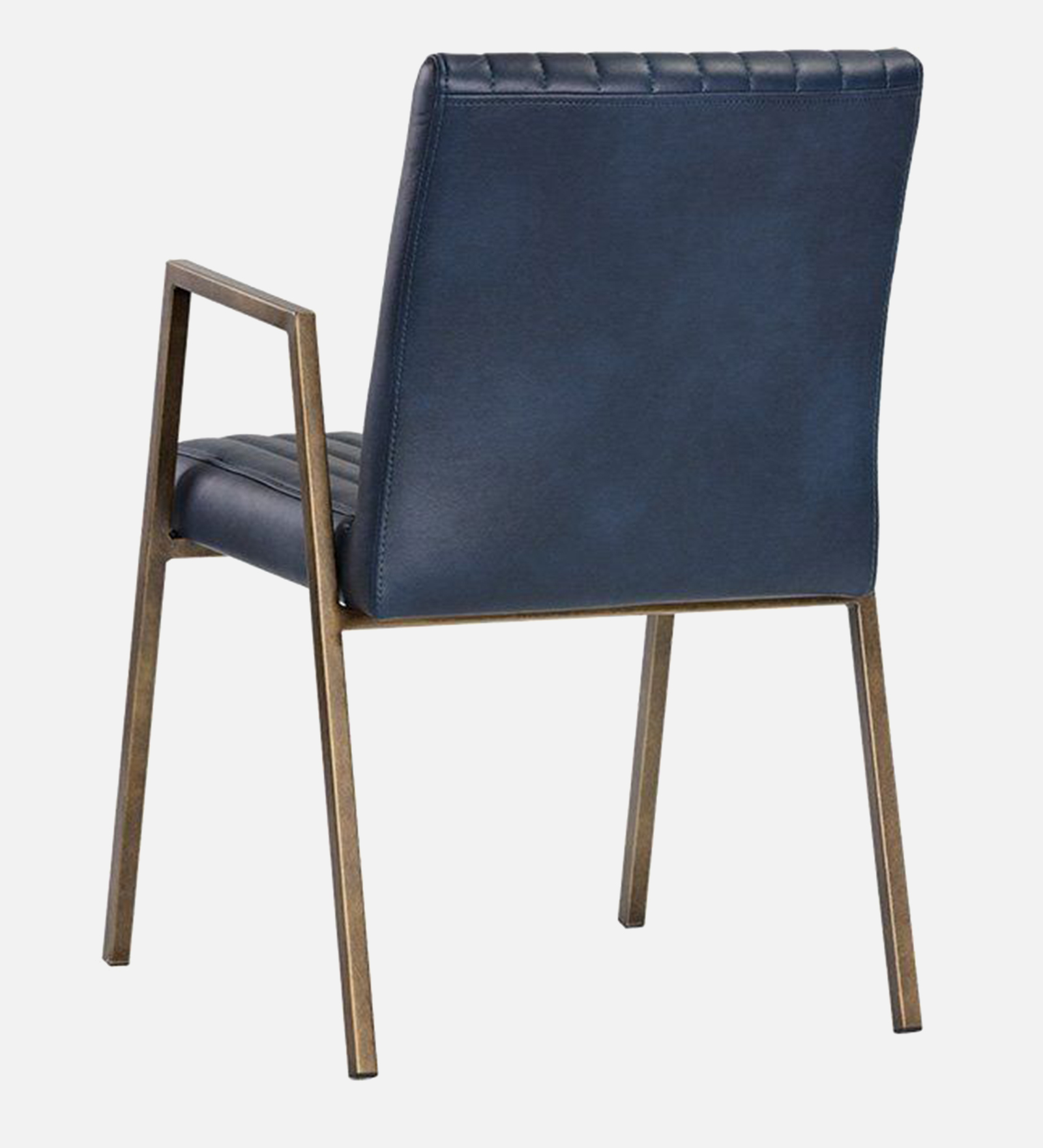 MORAAN ARM CHAIR BLUE LEATHERATTE WITH BRASS ANTIQ FINISH - Image 5