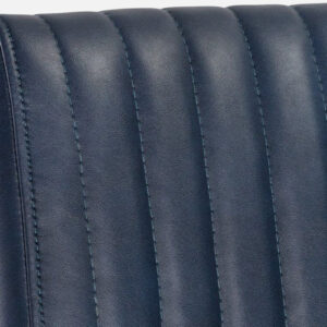MORAAN ARM CHAIR BLUE LEATHERATTE WITH BRASS ANTIQ FINISH