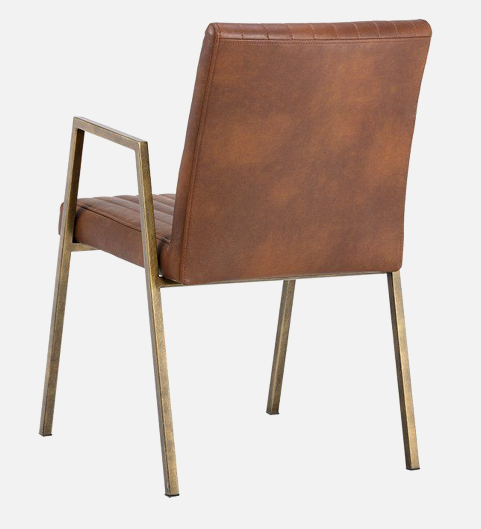 MORAAN ARM CHAIR TAN LEATHERATTE WITH BRASS ANTIQ FINISH - Image 5